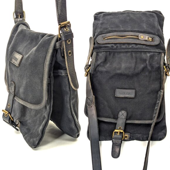 GHURKA Black Denim and Leather Rugged Messenger Crossbody - Picture 5 of 15
